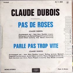 [Pochette de Pas de roses (Claude DUBOIS) - verso]