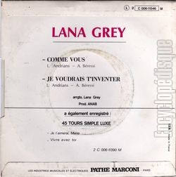 [Pochette de Comme vous (Lana GREY) - verso]