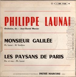[Pochette de Monsieur Galile (Philippe LAUNAI) - verso]