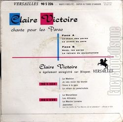 [Pochette de Claire Victoire chante pour les paras (Claire VICTOIRE) - verso]