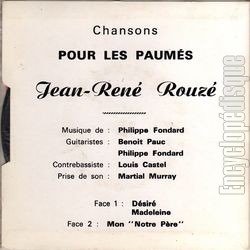 [Pochette de Chansons pour les paums (Jean-Ren ROUZE) - verso]