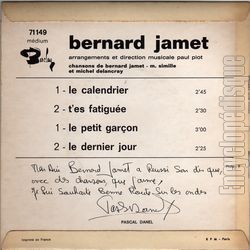 [Pochette de Le calendrier (Bernard JAMET) - verso]