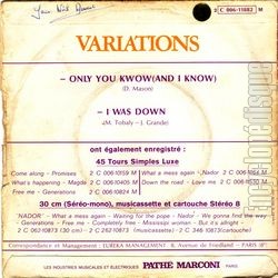 [Pochette de Only you know (and I know) (VARIATIONS) - verso]