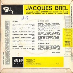 [Pochette de Amsterdam (Olympia 1964) (Jacques BREL) - verso]