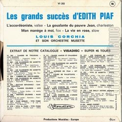 [Pochette de Les grands succs d’dith Piaf (Louis CORCHIA) - verso]