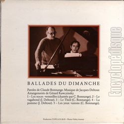 [Pochette de Ballades du dimanche (Claude BONNANGE - Jacques DELTOUR) - verso]
