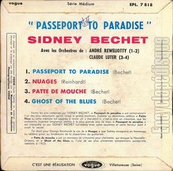 [Pochette de Passeport to paradise (Sidney BECHET) - verso]
