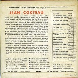 [Pochette de Jean Cocteau (POTES D’AUJOURD’HUI) - verso]