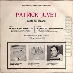 [Pochette de La musica (version espagnole) (Patrick JUVET) - verso]