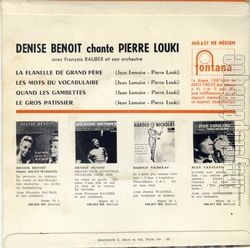 [Pochette de Denise Benoit chante Pierre Louki (Denise BENOIT) - verso]