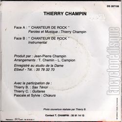 [Pochette de Chanteur de rock (Thierry CHAMPIN) - verso]