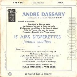 [Pochette de Chants de Noël (André DASSARY) - verso]