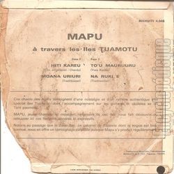 [Pochette de  travers les les Tuamotu (MAPU) - verso]