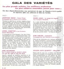 [Pochette de Gala des varits 1961 - disque 1 (COMPILATION) - verso]