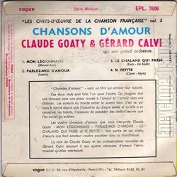 [Pochette de Chansons d’amour (Claude GOATY) - verso]