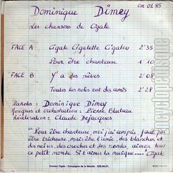 [Pochette de Les chansons de Cigale (Dominique DIMEY) - verso]