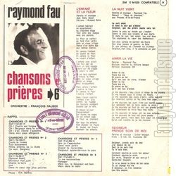 [Pochette de Chansons et prires n 6 (Raymond FAU) - verso]