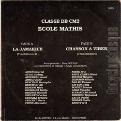 [Pochette de La Jamaque (CLASSE DE CM2, COLE MATHIS, PARIS) - verso]