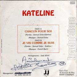 [Pochette de Chacun pour soi (KATELINE (2)) - verso]