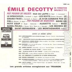 [Pochette de 10 succs musette enregistrs sur le vif dans un musette parisien (mile DECOTTY) - verso]