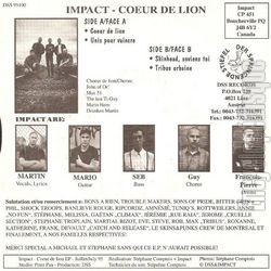 [Pochette de Cœur de lion (IMPACT (2)) - verso]