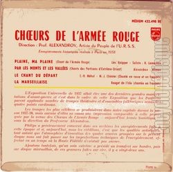 [Pochette de Les Chœurs de l’Arme Rouge "Enregistrement historique ralis  Paris en 1938" (DOCUMENT) - verso]