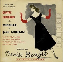 [Pochette de Quatre chansons de Mireille et Jean Nohain (Denise BENOIT)]