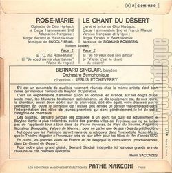[Pochette de Rose-Marie / Le chant du dsert (Bernard SINCLAIR) - verso]
