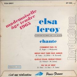[Pochette de Mademoiselle ge tendre 1965 (Elsa LEROY) - verso]