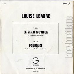 [Pochette de Je serai musique (Louise LEMIRE) - verso]