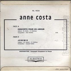 [Pochette de Concerto pour un amour (Anne COSTA) - verso]