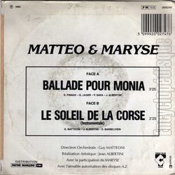 [Pochette de Ballade pour Monia (MATTEO et MARYSE) - verso]