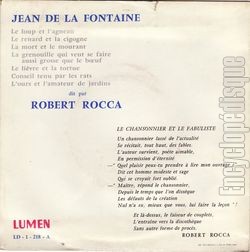 [Pochette de Robert Rocca prsente 7 fables de Jean de La Fontaine (Robert ROCCA) - verso]