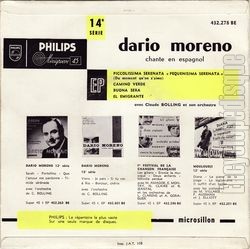 [Pochette de Dario Moreno chante en espagnol (Dario MORENO) - verso]