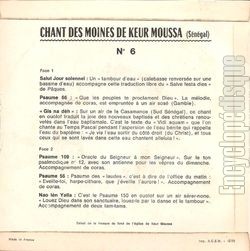 [Pochette de Chant des moines de Keur Moussa (Sngal) - n 6 (DOCUMENT) - verso]