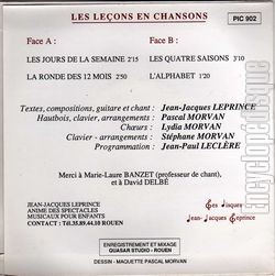 [Pochette de Les leons en chansons (Jean-Jacques LEPRINCE) - verso]