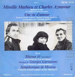 [Pochette de Une vie d’amour (Charles AZNAVOUR et Mireille MATHIEU) - verso]