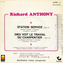[Pochette de Station service (Le plein, les pneus, l’huile et l’eau) (Richard ANTHONY) - verso]