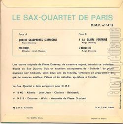 [Pochette de Quatre saxophones s’amusent (Le SAX-QUARTET DE PARIS) - verso]