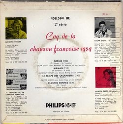 [Pochette de Coq de la chanson française 1959 (COMPILATION) - verso]