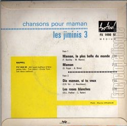[Pochette de Chansons pour maman (Les JIMINIS 3) - verso]
