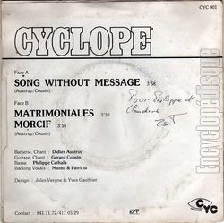 [Pochette de Song without message (CYCLOPE) - verso]