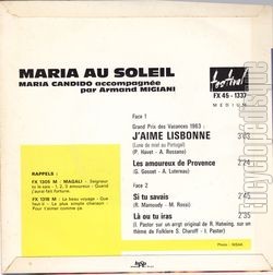 [Pochette de Maria au soleil (Maria CANDIDO) - verso]