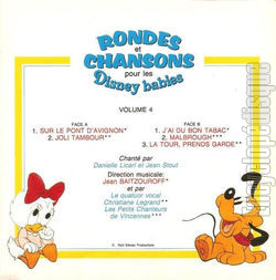 [Pochette de Rondes et chansons pour les Disney babies - vol. 4 (JEUNESSE) - verso]