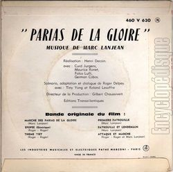 [Pochette de Les Parias de la gloire (B.O.F.  Films ) - verso]