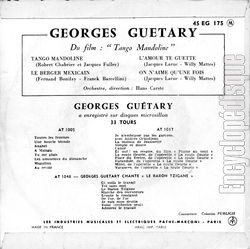 [Pochette de Tango mandoline (Georges GUTARY) - verso]
