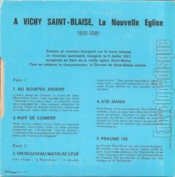 [Pochette de  Vichy Saint-Blaise, la nouvelle glise 1931 - 1981 (RELIGION) - verso]