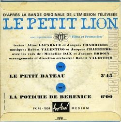 [Pochette de Le Petit lion (T.V. (Télévision)) - verso]