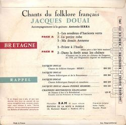[Pochette de Chants du folklore franais : Bretagne (Jacques DOUAI) - verso]