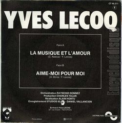 [Pochette de La musique et l’amour (Yves LECOQ) - verso]